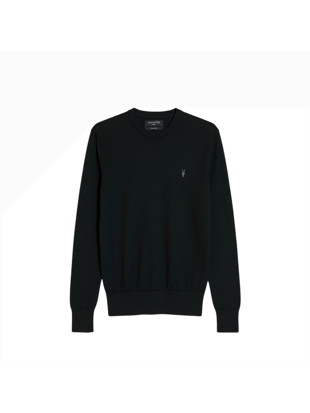 AllSaints Black Merino Wool Crewneck Sweater Small